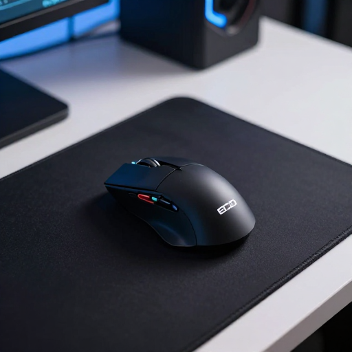 Gaming mouse next to a ruler on a mousepad for DPI measurement